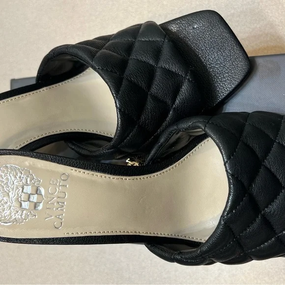 Vince Camuto Black Quilted Mules - Picture 2 of 4